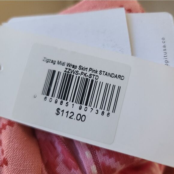 Pitusa Zig Zag Midi Asymmetrical Pink Wrap Skirt Standard NWT - Picture 9 of 9